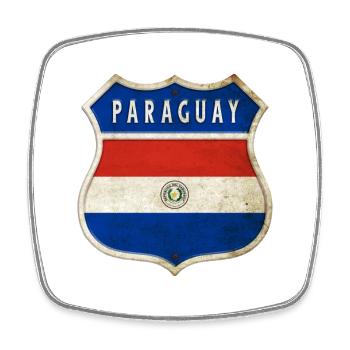 Paraguay coat of arms flag design - Square fridge magnet - white - Front