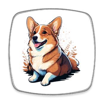 Adorable Looking Corgi - Square fridge magnet - white - Front