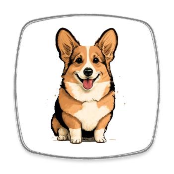 Cute Sitting Corgi - Square fridge magnet - white - Front