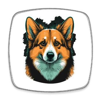 Choqué Corgi - Magnet carré - blanc - Devant