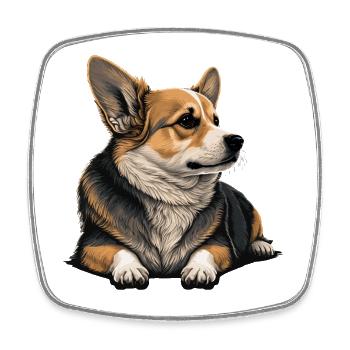Relaxing Corgi - Square fridge magnet - white - Front