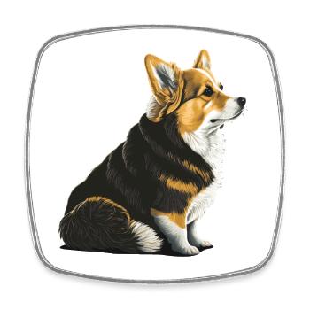 Trauriger Corgi - Viereckiger Kühlschrankmagnet - Weiß - Vorne