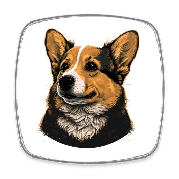 À la recherche de Corgi - Magnet carré - blanc - Devant