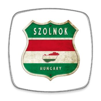 Szolnok Ungarn Wappen Flaggen Design - Viereckiger Kühlschrankmagnet - Weiß - Vorne
