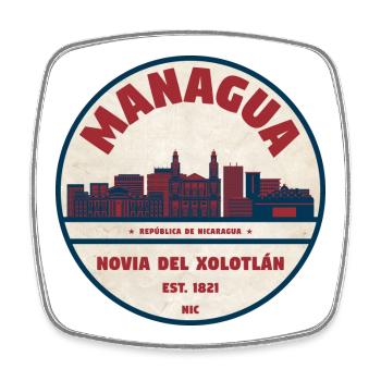 Managua Round Silhouette Rétro - Magnet carré - blanc - Devant