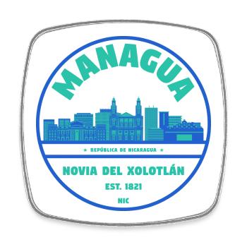Managua Nicaragua Badge - Square fridge magnet - white - Front