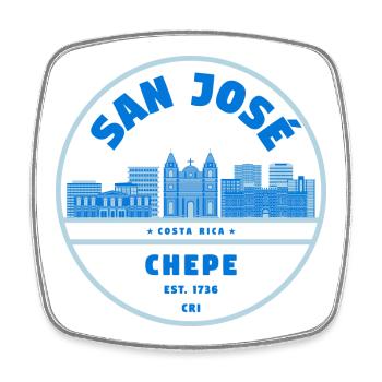 San Jose Costa Rica Chepe Badge - Viereckiger Kühlschrankmagnet - Weiß - Vorne