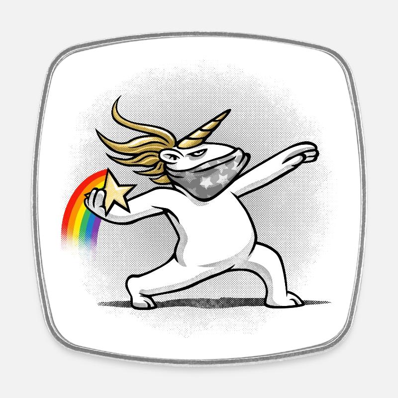 licorne rebelle - Magnet carré - blanc