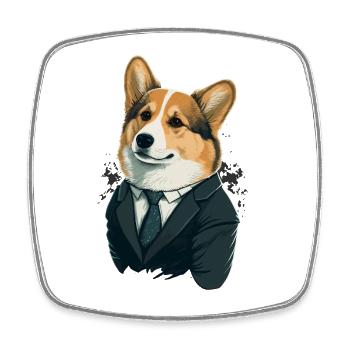Gutes Haustier Corgi - Viereckiger Kühlschrankmagnet - Weiß - Vorne