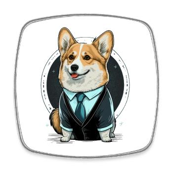 Stylelish Corgi in Suit - Square fridge magnet - white - Front