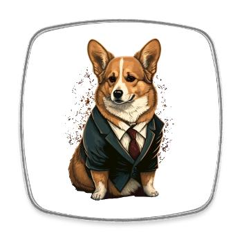 Corgi Hund - Viereckiger Kühlschrankmagnet - Weiß - Vorne