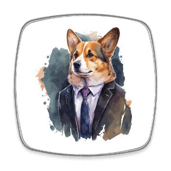 Edle Looks Corgi - Viereckiger Kühlschrankmagnet - Weiß - Vorne