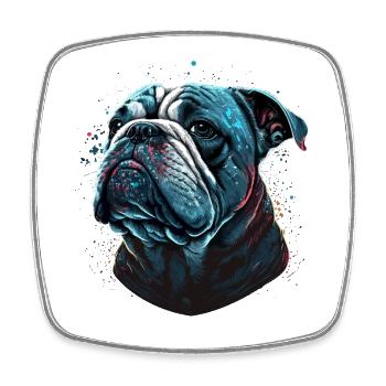 Denkende Bulldogge - Viereckiger Kühlschrankmagnet - Weiß - Vorne