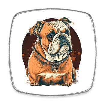 Kurze Bulldogge - Viereckiger Kühlschrankmagnet - Weiß - Vorne