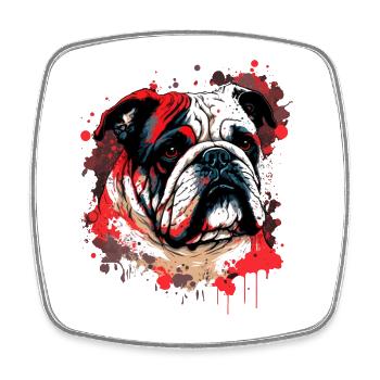 Red Bulldog Art - Square fridge magnet - white - Front