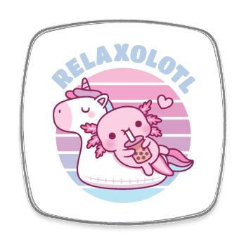 Axolotl Chilling On Unicorn Pool Float Relaxolotl - Viereckiger Kühlschrankmagnet - Weiß - Vorne