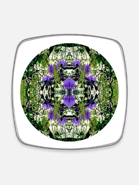 Nature Mandala Spring in Dennenlohe - Square fridge magnet - white