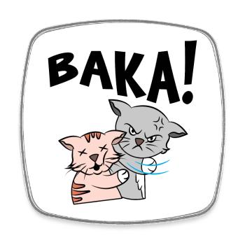 Baka Anime Manga Zeichentrick Katze Spruch - Viereckiger Kühlschrankmagnet - Weiß - Vorne
