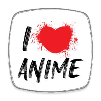 Heart Anime Asian Statement Manga Comic - Square fridge magnet - white - Front
