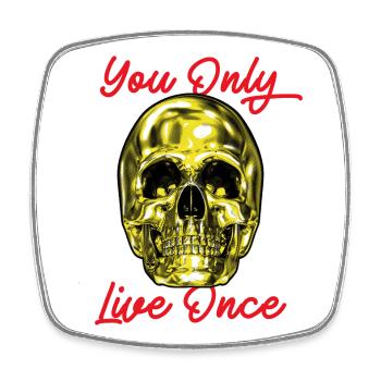 Skull You Only Live Once YOLO Gold - Square fridge magnet - white - Front