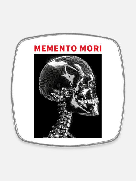 Crâne Memento Mori Noir - Magnet carré - blanc