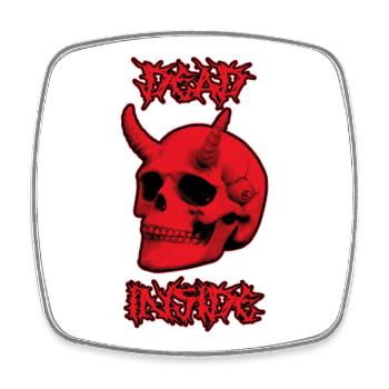 Devil Skull Dead Inside - Square fridge magnet - white - Front