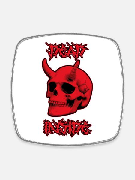 Devil Skull Dead Inside - Square fridge magnet - white