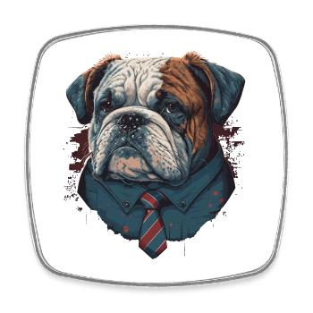 Bulldogge verkleidet - Viereckiger Kühlschrankmagnet - Weiß - Vorne