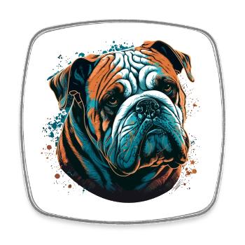 Bouledogue timide - Magnet carré - blanc - Devant