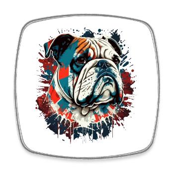 Bunte Bulldogge - Viereckiger Kühlschrankmagnet - Weiß - Vorne