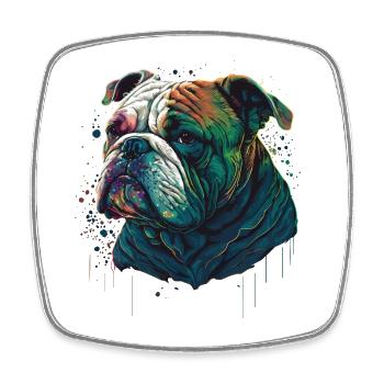Bouledogue peint - Magnet carré - blanc - Devant