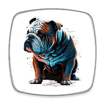 Bouledogue en colère - Magnet carré - blanc - Devant