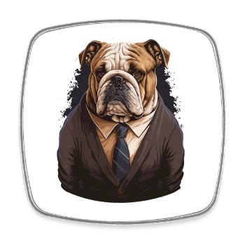 Bulldog in a Brown Suit - Square fridge magnet - white - Front