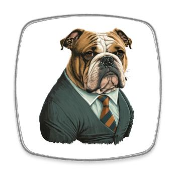 Seitenansicht Bulldogge im Anzug - Viereckiger Kühlschrankmagnet - Weiß - Vorne