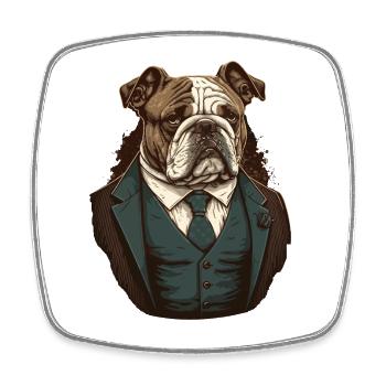 Braune Bulldogge - Viereckiger Kühlschrankmagnet - Weiß - Vorne