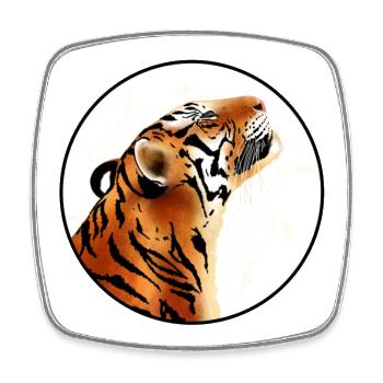 Tiger smiling - Square fridge magnet - white - Front
