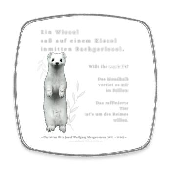 Kleines Hermelin Spruchbild - Viereckiger Kühlschrankmagnet - Weiß - Vorne