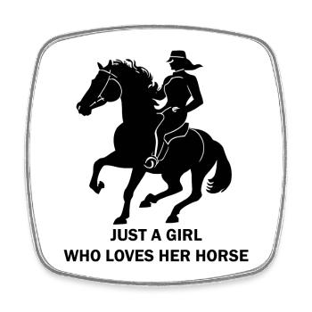 Juste une fille qui aime son cheval, cheval avec cavalier - Magnet carré - blanc - Devant