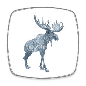 Elch Skulptur Schweden - Viereckiger Kühlschrankmagnet - Weiß - Vorne