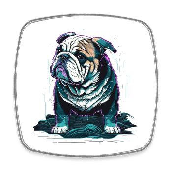 Tiny Bulldog - Square fridge magnet - white - Front