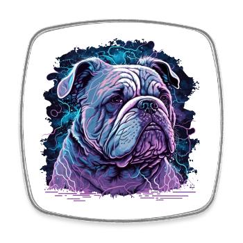 Vieux Bulldog Vaporwave - Magnet carré - blanc - Devant
