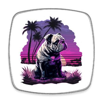 Lonely Bulldog - Square fridge magnet - white - Front