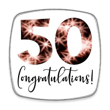 Congratulations 50th birthday - Fifty - Square fridge magnet - white - Front