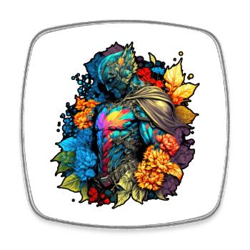 Super Heroes in Bloom - Square fridge magnet - white - Front