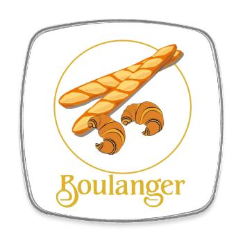 Boulanger - Magnet carré - blanc - Devant