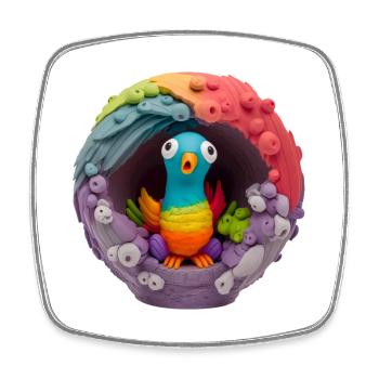 Cute weird parrot - Viereckiger Kühlschrankmagnet - Weiß - Vorne