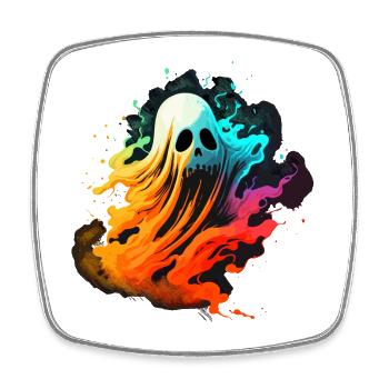 Fantôme coloré de tête de crâne - Magnet carré - blanc - Devant