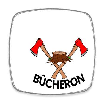 Bûcheron - Magnet carré - blanc - Devant