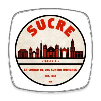 Logo vintage de la Skyline de Sucre Bolivie - Magnet carré - blanc - Devant