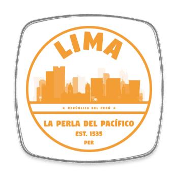 Lima Skyline – La Perla del Pacífico - Viereckiger Kühlschrankmagnet - Weiß - Vorne